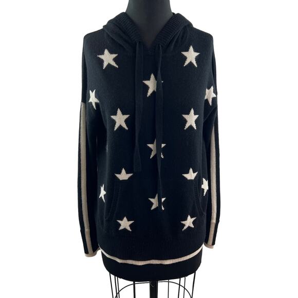PRVLG Threads Of Privilege Black White Hoodie Cashmere Stars Pullover Medium M - Picture 1 of 11